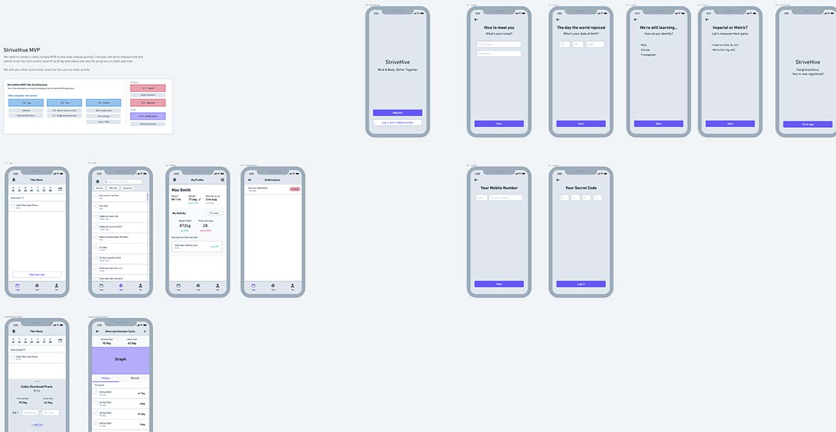 Strivehive wireframe design